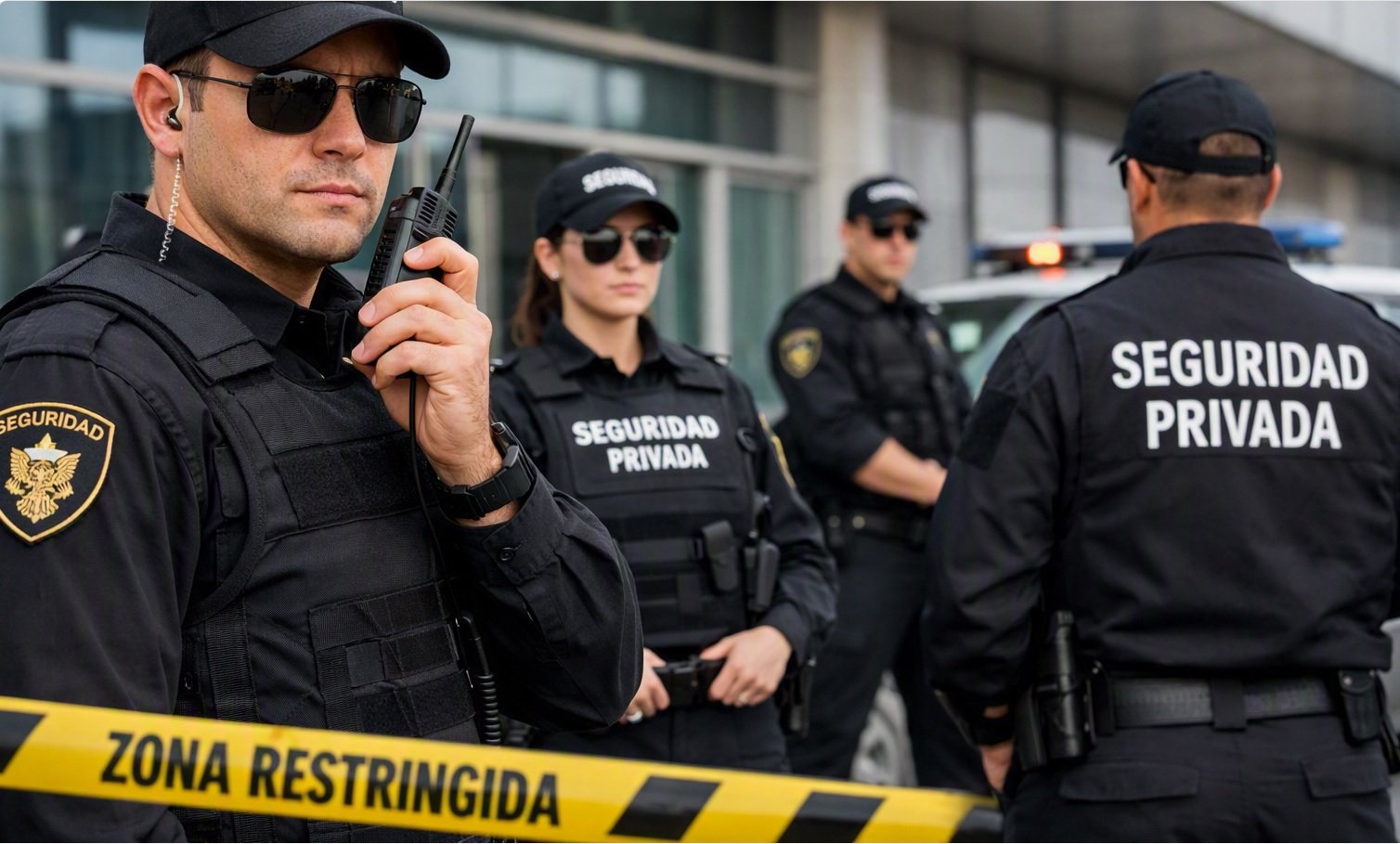 Agente de vigilancia privada en instalación corporativa